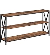 MAHANCRIS 63" Sofa Table, Industrial Console Table, 3-Tier Narrow Side Table with Open Shelves, F...