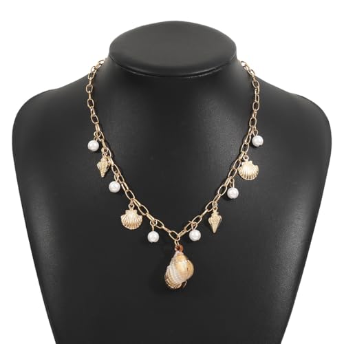 Summer Charms Necklace for Women Ocean-style Necklace Multi-element Trendy Pearl Shell Conch Trendy Ocean Sea Pendant Necklace3