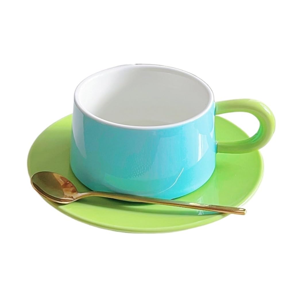 Herbata herbaty, Ceramiczny zestaw filiżanek do kawy ze spodkiem i łyżeczką(B)