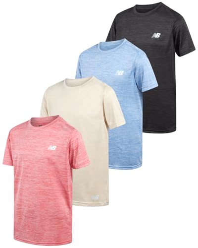 Catálogo para Comprar On-line Ropa de Running para Niño Top 10. 43 New Balance - Camisetas atléticas para niños, paquete de 4 camisetas de manga corta con cuello redondo para niños, camisetas de ajuste seco para niños (talla 8-20), Sky Space...