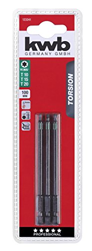 kwb 3-Piece 100mm Torx T10, T15, T20 Bit Set Torsion 123241 - C6.3 Drive, Long-Length Design, Variety Pack - Image 2