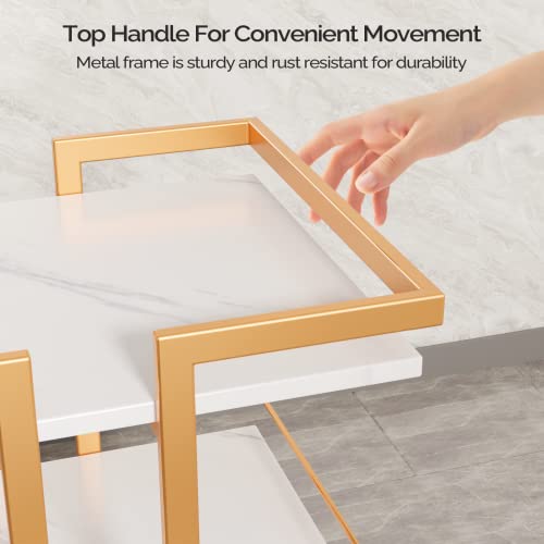 Omysalon Esthetician Cart With Wheels Utility Salon Rolling Trolley, Gold Mobile Storage Organizer For Beauty Spa Cosmetology Massage, Tattoo Manicure Facial Tool Holder Station #TOP2