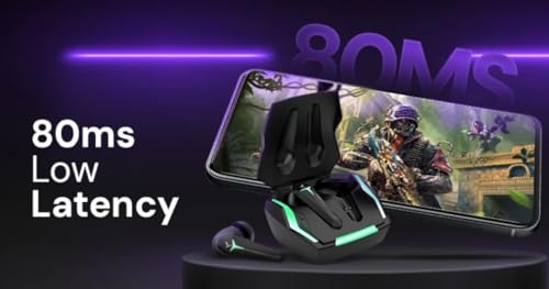 Image of KDM Z2 SpacePods Bluetooth 5.4 Gaming Earbuds, 40H Total Playtime, 80ms Low Latency Gaming Mode, ENC, 2000H Standby, Type-C Fast Charging (80 Min), 10m Range,White