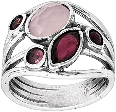 Silpada ‘Red Alert’ Natural Garnet, Rose Quartz, & Pink Tourmaline Ring in Sterling Silver