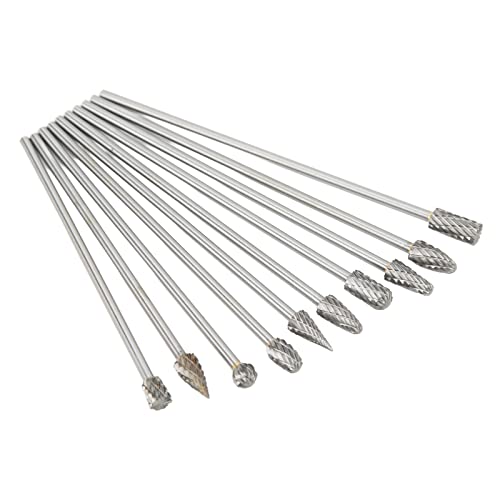 Set de 10 piezas de fresas rotatorias de carburo doble corte miniatura 4
