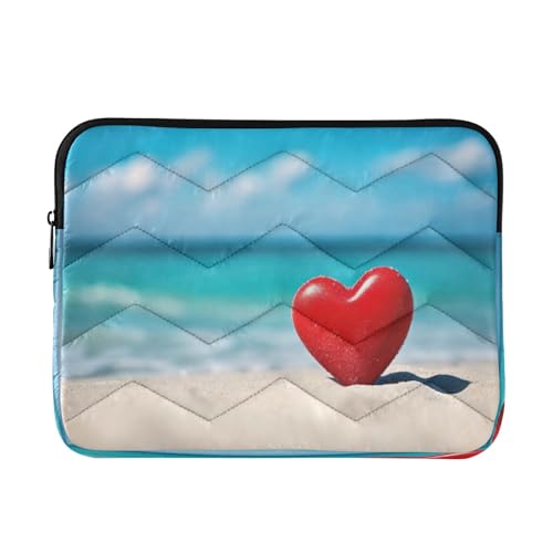Funda para portátil de 13-14 pulgadas Love Heart Beach Sand