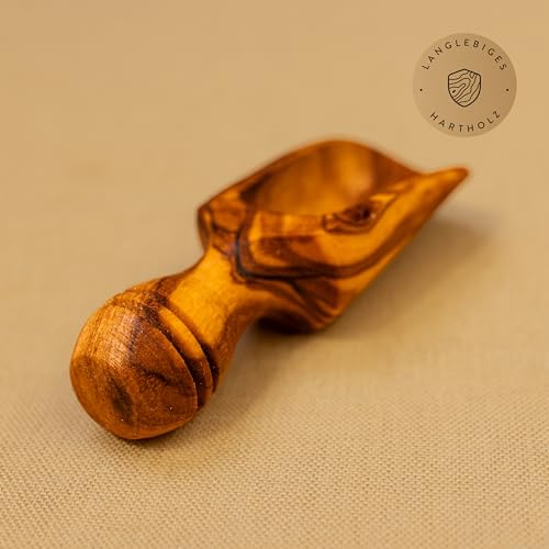 DAS OLIVENHOLZBRETT® Dosierlöffel Holz, Mehlschaufel, Gewürzschaufel Olivenholz, 6 cm
