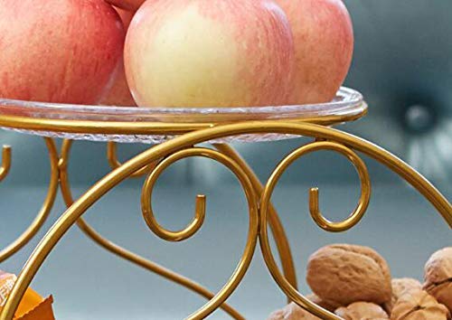 3-Tier-Obstkorbhalter aus Metall mit Abnehmbarer Acrylplatte, dekorativer Schalenständer für Obst, Gemüse, Snacks, Weiß
