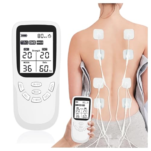 HONGXIAN 3-en-1 Electroestimulador muscular de 36 modos Masaje Terapia Maquina , con función TENS, EMS y masaje, para aliviar el dolor muscular y fortalecer los músculos, A/B Canales, con 8 electrodos HONGXIAN 3-en-1 Electroestimulador muscular de 36 modos Masaje Terapia Maquina , con función TENS, EMS y masaje, para aliviar el dolor muscular y fortalecer los músculos, A/B Canales, con 8 electrodos