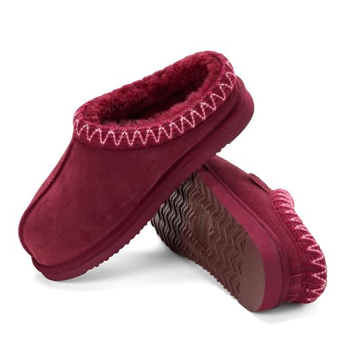 Image of Fireside by Dearfoams Women's Greta Genuine Shearling Clog Slippers, 100% Natural Suede Clogs for Outdoor & Indoor
