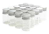 Shxstore Mini Glass Bottles with Aluminum Caps 7ml for Message Bottle Jewelry Accessories 0.24 Ounce Jars Small Bottle, Pack of 20