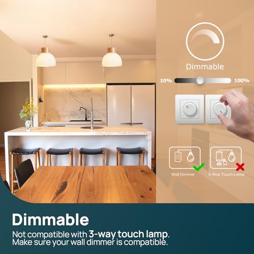 Linkind Dimmable E27 Screw Bulb, 7.3W (Equivalent to 60W) E27 Edison Screw ES LED Light Bulbs, Warm White 2700K, 806LM, A60 Standard Light Bulbs, Energy Saving Screw Bulbs, Pack of 3