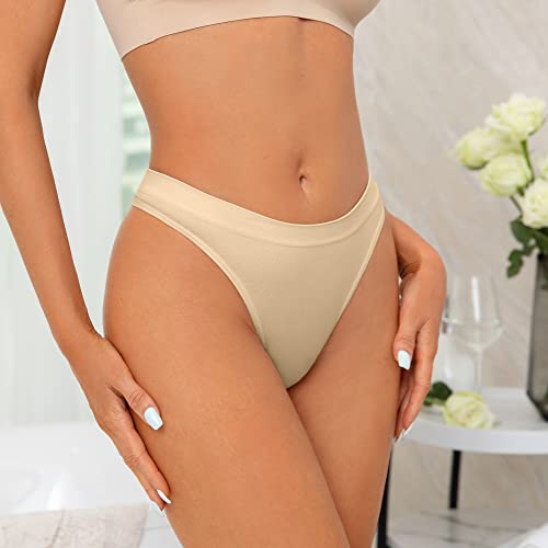 Image of SHARICCA Seamless Thongs for Women Sexy Breathable No Show Thong Underwear Women Multiple Pack