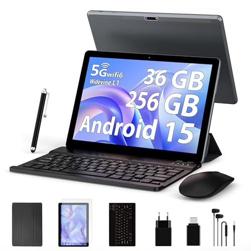 LEVIRTU Tablet 10 Pulgadas Android 15.0 con 5G WiFi 6, 36GB RAM+256GB ROM(1TB Ampliable), Octa Core 2.0 GHz Tableta, 8MP Camera, 8000mAh, Bluetooth 5.0, Tablet con Teclado (Gris)