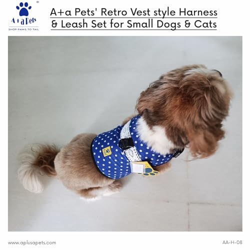 Image of A+a Pets' Retro Vest Harness & Leash Set | No Pull, No Escape, Breathable, Cute Combo for Puppies, Small Dogs, Cats (London Dreams, Pink, L)