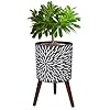 12 inches plant pot with stand large modern standing planters for indoor plants with drainage holes gray flower pots with legs  urban country home decor