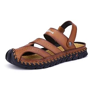 XYAL0003001 Xingyue Aile Slippers & Sandalen Zomer Outdoor Ademende Beach Slippers Voor Mannen, PU Lederen Comfortabele Sandalen Stitching Anti-slip Flat Collision Vermijden Ronde Sluitende teen Gesp Schoenen
