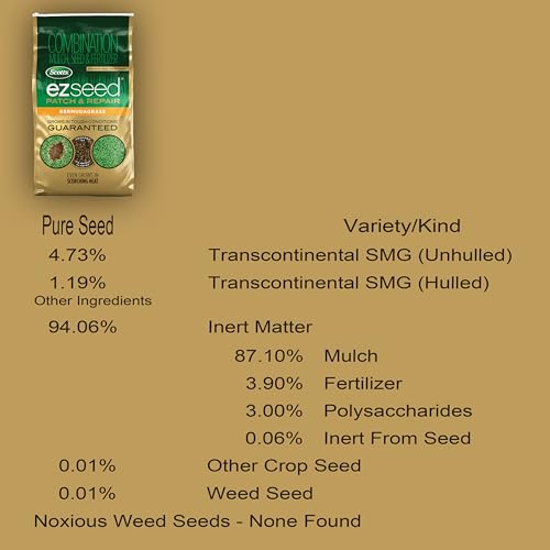 Image of Scotts EZ Seed Patch & Repair Bermudagrass - Combination Mulch, Bermudagrass Seed and Fertilizer for Repairing Bare Spots, Lawn Patch Repair, Covers Up to 225 Sq. Ft., 10 lb. (Pack of 4)