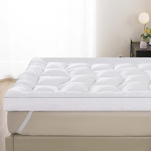 SHOUREN 5 Inch Memory Foam Mattress Topper Queen, Extra Soft Pillow Top Bed Topper for Back Pain Relief, Fluffy Shredded Memory Foam Filling with Down Alternative Cover, 60x80x5