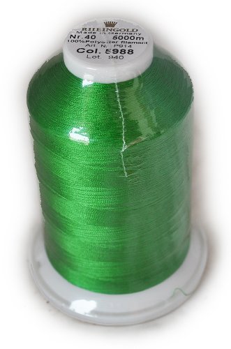 Hilo de Bordar Rheingold de Poliéster No. 40 Color Verde Pasto 5988, Cono Comercial 5500yd/5000 m miniatura 1