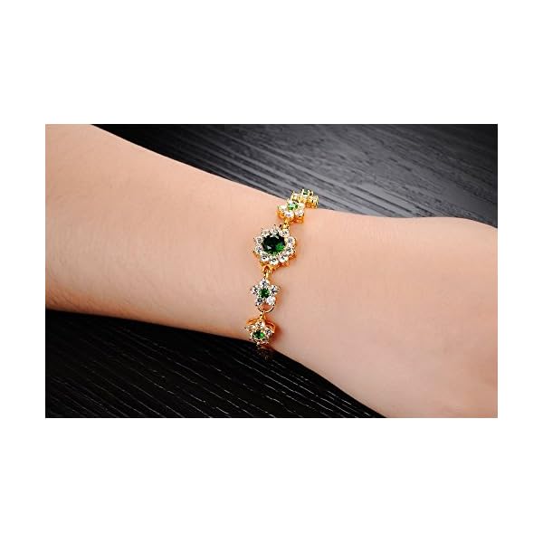 kredy Women Bracelets, 18K Gold Elegant Double Heart Link Bangles Bracelets for Women Girls (Flower Style)