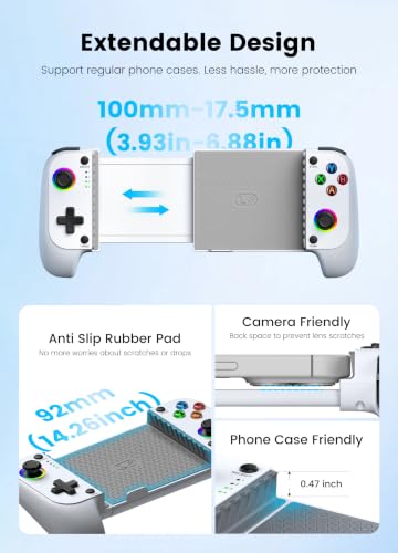 Image of NinjaPlusOX Wireless Phone Controller for iPhone /Android with Hall Joystick, Wireless Mobile Game Controller Support Xbox Game Pass, Steam Link, Call of Duty, Roblox, Handheld Gaming Gamepad, White