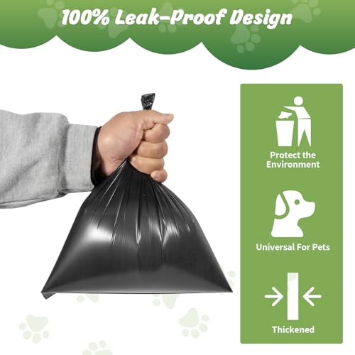 YSWOVUO 800 Stück Hundekotbeutel, 30x22cm Kotbeutel für Hunde, Auslaufsicher und Tragbar Hundetüten, Dog Poop Bags für Drinnen und Draußen, Kackbeutel für Hunde Katze, Schwarz Hunde Kotbeutel Rollen