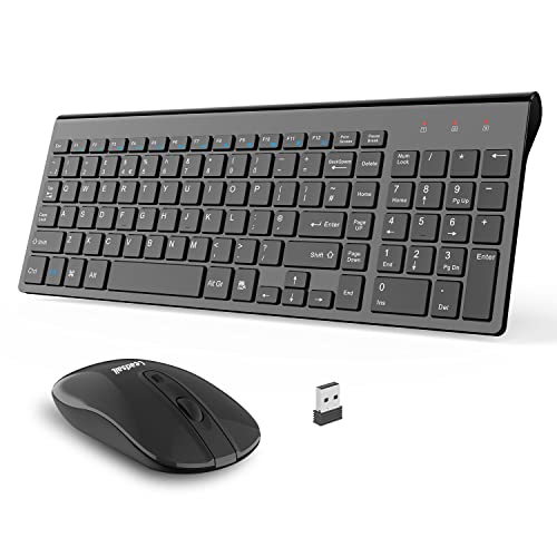 LeadsaiL Wireless Keyboard and Mouse Set, Wireless USB Mouse and Compact Computer Keyboards Combo, QWERTY UK Layout for HP/Lenovo Laptop and Mac