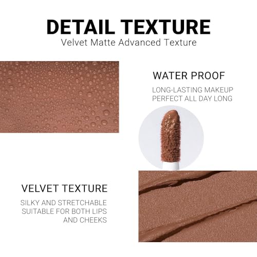 Image of evpct 1Pcs Light Nude Soft Brown Matte Liquid Lipstick Lip Gloss Glossy Set for Black Women 24 Hour Silky Velvet Lipstick labiales matte larga duracion mate 24 horas originales 12#