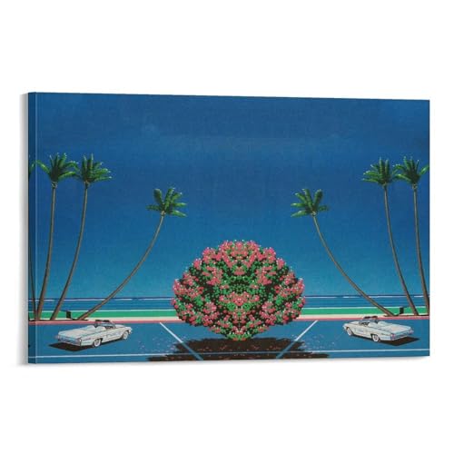 Poster Hiroshi Nagai rétro voiture classique toile déco murale 20x30 cm