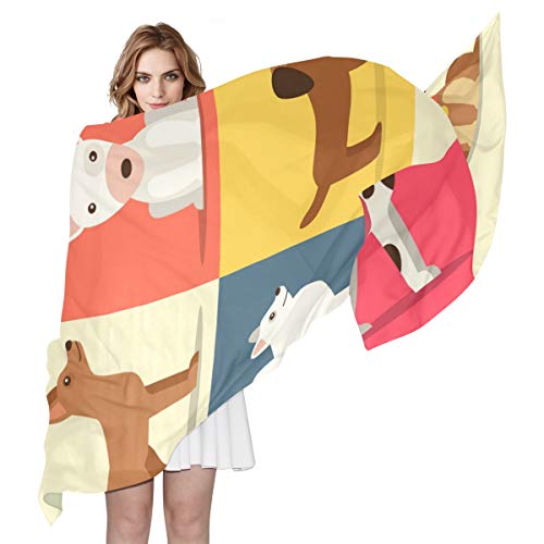 FANTAZIO bufandas para mujer con dibujos animados de perro chal