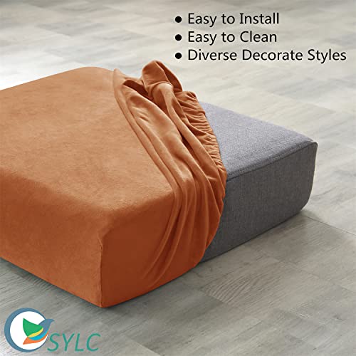 Housse de coussin de dossier de canapé en velours extensible orange lavable