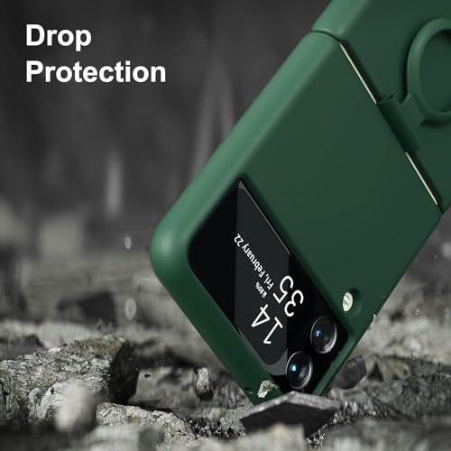 Image of MIDOS Back Cover Compatible with Samsung Z Flip 4 Silicone Case Full Protection Shock Proof Case for Samsung Galaxy Z Flip 4 (Dark Green)