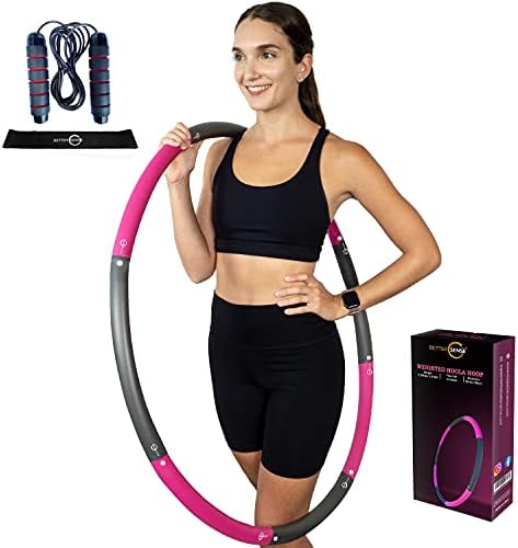 Better Sense Hoola Hoop for Adults – 8 Section Detachable Hoola Hoops, 3.3lb Weighted Hoola Hoop for Exercise – Portable Smooth & Soft Padding Weighted Hula Hoop (Pink, 3.3LB)