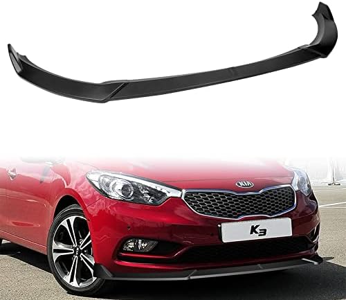 EPARTS - Juego de 3 piezas de alerón de parachoques delantero negro sin pintar, protector de cuerpo lateral de barbilla, compatible con Kia Forte