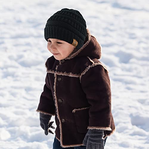 Durio Soft Warm Knitted Baby Hats Caps Cute Cozy Chunky Winter Infant Toddler Baby Beanies For Boys Girls 3 Pack Black & Light Grey & Navy #TOP4