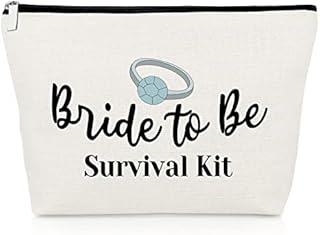 Gevody Bride to be Gift Wedding Gifts Makeup Bag Bridal Shower Engagement for Wife Fiancee Bachelorette Party Friends Sister In Law Cosmetic Pouch from Groom Bag, Off White