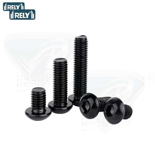Image of Rely⇒VP INDUSTRIES (Pcs-25) M3x8mm Button Head Cap Screw High Tensile 10.9 Grad| Allen Head Button Cap Screw with Allen Key 1 Pc Free | Allen Round Mushroom Head Screw Alloy Steel Black