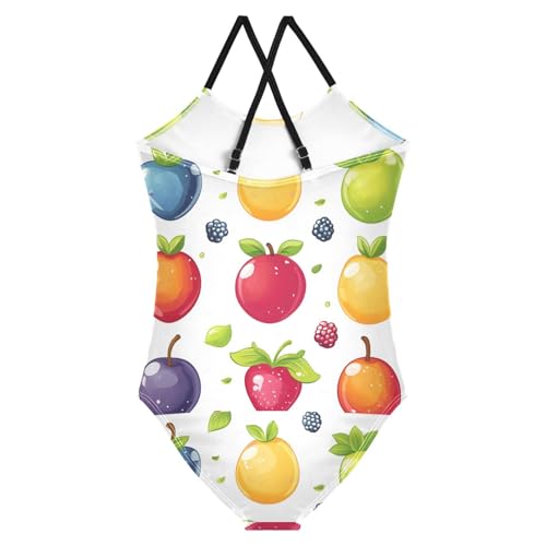 Pigsaly Girls One Piece Swimsuits Cute Peach Blueberry Pear Mango Gummy Jelly Candy Kids Cross Back Swimwear Bathing Suit 3T2