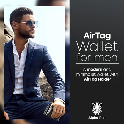 Image of ALPHA PAIR Smart Wallet with Air Tag Holder & Clip - Minimalist Bifold RFID Blocking Wallet - Airtag Wallet Men with Money Clip - Wallet with Airtag Holder - Men Wallet with Airtag