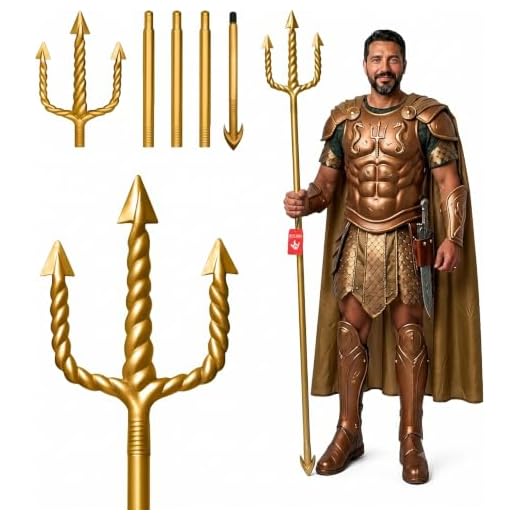 Costume Accessory King Neptune Trident, Gold, One Size