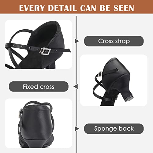 Women's Latin Dance Shoes Silk Satin Open Toe Professional Ballroom Tango Salsa Dance Practice Performance Dance Heels4