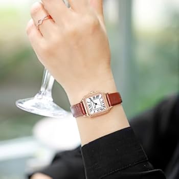 Dames Horloge Met Vierkante Romeinse Cijfers Groen