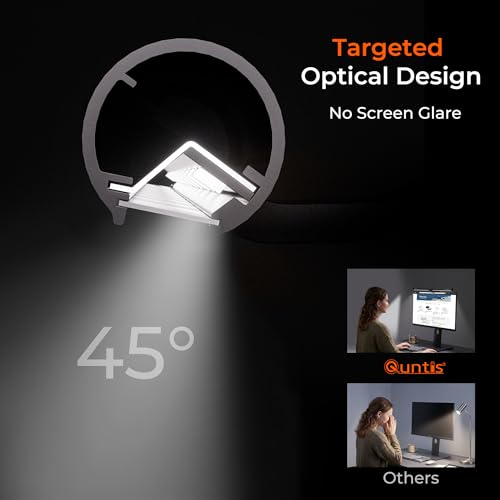 Image of Quntis HY210PRO Monitor Light Bar with Remote, Fit for Curved Monitors /Camera Base, Eye-Care Computer Monitor Lamp, Auto-Dimming Dimmable Screen Light Bar, No Glare Work Office Gaming Desk Lamps, Gray