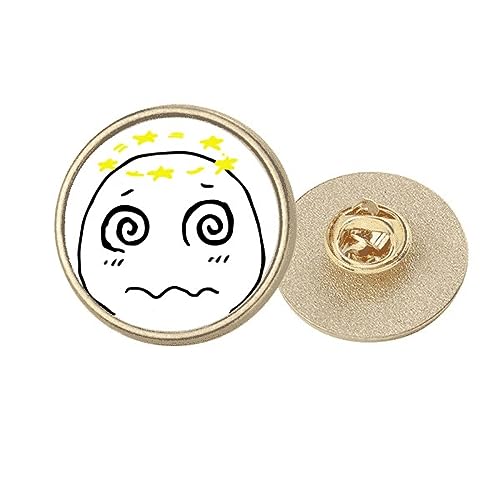 Broche ronde en métal doré Dizziness avec étoiles jaunes taille M