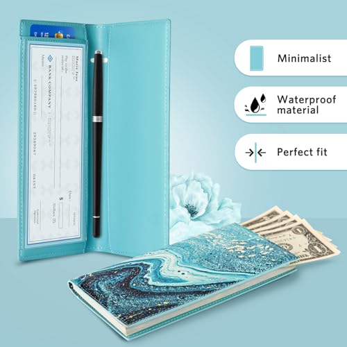 Image of CoBak Checkbook Cover for Women & Men - PU Leather Case with RFID Blocking | Classic Design Check Book Holder for Personal and Business
