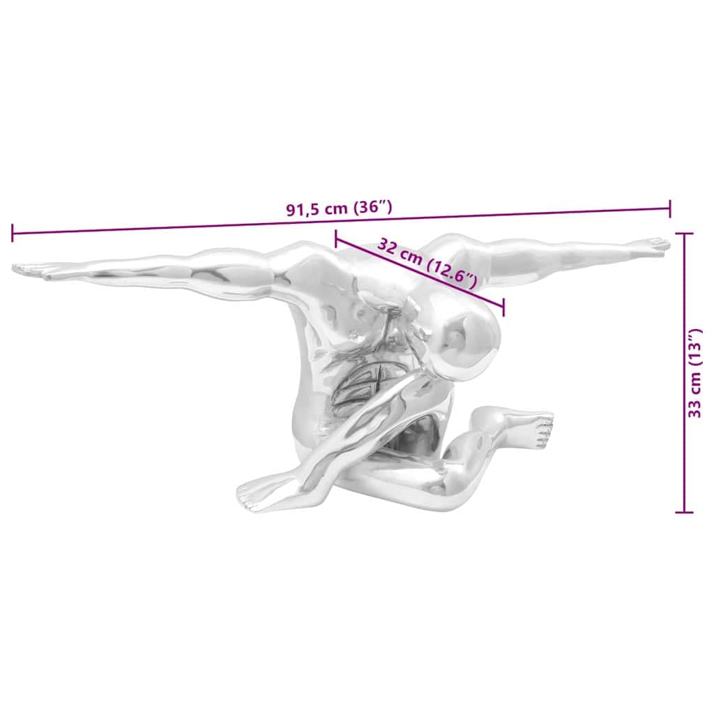 vidaXL Rzeźba Srebrny 91,5 x 32 x 33 cm Aluminium