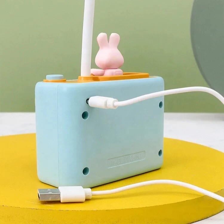 Image of Kiditos Small Study Desk LED Lamp Rechargeable, 360 Flexible Gooseneck Lamp with Pen Holder, Pencil Sharpener, Table Lamp for Girls Boys Room (Camera), White