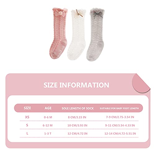 Apone Fatu Baby Knee High Socks Non Slip Grip Ankle Socks Ruffled Long Stockings For Infants Toddlers Kids Boys Girls (As1, Age, 0_Month, 6_Months, Pink/White/Gray) #TOP5