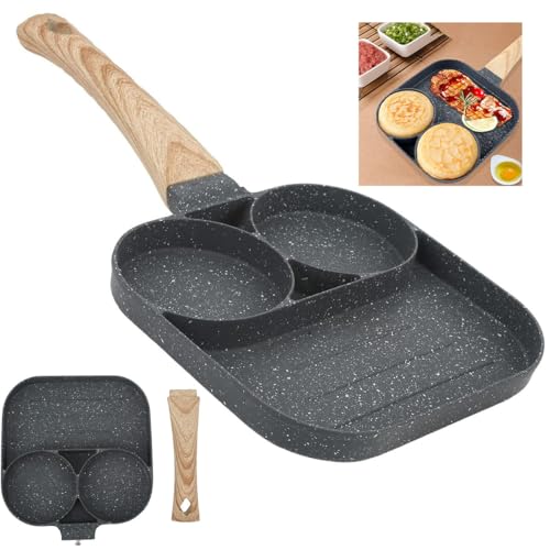Frigideira Antiaderente 3 Em 1 Panela 3 Ovos Bacon Hamburguer Omelete Panqueca Cozinha Restaurante Bar Multifuncional Pedra Maifan Nao Gruda